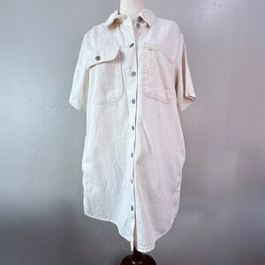 🔥 NWT Large Universal Thread Utility Shirt Dress — Ecru — Cream Denim